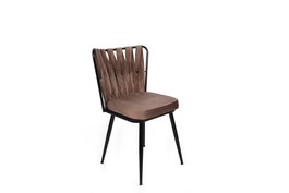 Hanah Home Kuśaklı-233 V4 Juego de 4 Sillas de Terciopelo y Metal, Marron Claro y Negro